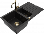 Plautuvė su virtuviniu mai&scaron;ytuvu Mexen Matias Carla, granitas, 90 cm x 50.5 cm x 20 cm, aukso/juoda