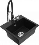 Plautuvė su virtuviniu mai&scaron;ytuvu Mexen Milo Aster, granitas, 43.5 cm x 41 cm x 17.1 cm, sidabro/juoda