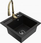 Plautuvė su virtuviniu mai&scaron;ytuvu Mexen Vito, granitas, 80 cm x 50 cm x 21 cm, metallic black/silver