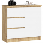 Komoda Akord Jerry, ąžuolo sp./balta sp., 77 cm x 80 cm x 35 cm
