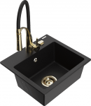 Plautuvė su virtuviniu mai&scaron;ytuvu Mexen Milo Aster, granitas, 43.5 cm x 41 cm x 17.1 cm, aukso sp./juoda sp.