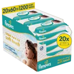 Drėgnos servetėlės kūdikiams Pampers Aqua Soft Touch, 1200 vnt.