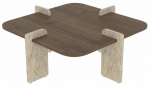 Kavos staliukas Kalune Design Poalla, rie&scaron;uto sp./travertine sp., 90 cm x 90 cm x 35 cm