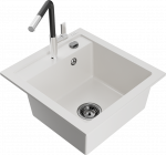 Plautuvė su virtuviniu mai&scaron;ytuvu Mexen Vito, granitas, 49 cm x 52 cm x 21 cm, balta sp./chromo sp./juoda sp.