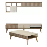 Svetainės baldų komplektas Kalune Design Milan, vidaus, rie&scaron;uto sp./smėlio sp.