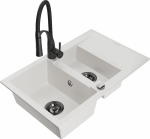 Plautuvė su virtuviniu mai&scaron;ytuvu Mexen Gaspar, derva/granitas, 73.7 cm x 47.5 cm x 17.7 cm, balta sp.