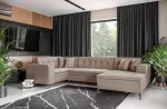Kampinė sofa Montez Nube 20, &scaron;viesiai ruda sp., de&scaron;ininė, 180 x 340 cm x 93 cm
