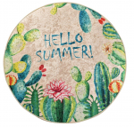 Vonios grindų kilimėlis Foutastic Hello Summer 359CHL4251, mėlyna sp./smėlio sp./žalia sp., 140 cm x 140 cm, &Oslash; 140 cm