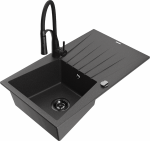 Plautuvė su virtuviniu mai&scaron;ytuvu Mexen Cesar Aster, granitas, 77.5 cm x 47 cm x 20 cm, juoda
