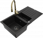 Plautuvė su virtuviniu mai&scaron;ytuvu Mexen Matias Savita, granitas, 90 cm x 50.5 cm x 20 cm, aukso/juoda