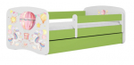 Vaiki&scaron;ka lova Kocot Kids Balloon, balta sp./žalia sp., 80 x 180 cm, be patalynės dėžės, be čiužinio