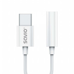 Adapteris Savio AK-51 USB Type-C Male (vyri&scaron;ka), 3.5 mm Female (moteri&scaron;ka), 0.11 m, balta sp.