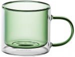 Dvigubo stiklo puodelis Ambition Fuzzy Green, skaidri sp./žalia sp., 0.250 l