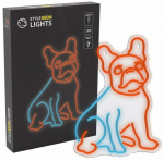 Dekoracija "&Scaron;uo" Manta Style Neon Lights French Bulldog su LED ap&scaron;vietimu, 36 cm, mėlyna/raudona