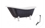 Vonia, laisvai pastatoma Besco Otylia Glam, 160 cm x 77 cm x 69.5 cm, ovalas, chromo sp./grafito sp.
