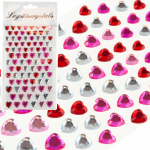 Lipdukai, rinkinys Crystal Hearts, sidabro/raudona/rožinė
