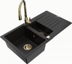 Plautuvė su virtuviniu mai&scaron;ytuvu Mexen Matias Savita, granitas, 90 cm x 50.5 cm x 20 cm, juoda sp./geltona sp.