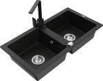 Plautuvė su virtuviniu mai&scaron;ytuvu Mexen Mario Black, derva/granitas, 82 cm x 43 cm x 16.1 cm, juoda/chromo