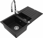Plautuvė su virtuviniu mai&scaron;ytuvu Mexen Matias Savita, granitas, 90 cm x 50.5 cm x 20 cm, sidabro sp./juoda sp.