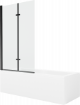 Vonia, su sienele su sienele, laisvai pastatoma Mexen Cubik, 160 cm x 70 cm x 40 cm, stačiakampis, balta sp./juoda sp.