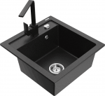 Plautuvė su virtuviniu mai&scaron;ytuvu Mexen Vito, derva/granitas, 49 cm x 52 cm x 21 cm, juoda sp.