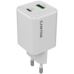 Telefono įkroviklis Canyon CU45AC, USB Type C/USB Type A, 4.8 cm, balta sp., 45 W