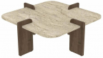 Kavos staliukas Kalune Design Poalla, rie&scaron;uto sp./travertine sp., 90 cm x 90 cm x 35 cm