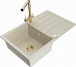Plautuvė su virtuviniu mai&scaron;ytuvu Mexen Bruno Beige+Gold, granitas, 79 cm x 49 cm x 20 cm, beige+gold sp.