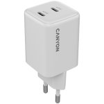 Telefono įkroviklis Canyon CU45CC, 2 x USB Type-C, 4.8 cm, balta sp., 45 W
