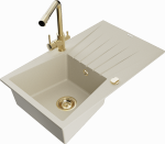 Plautuvė su virtuviniu mai&scaron;ytuvu Mexen Cesar, granitas, 77.5 cm x 47 cm x 20 cm, beige+gold sp.