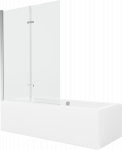 Vonia su sienele, laisvai pastatoma Mexen Cube, 170 cm x 80 cm x 39 cm, stačiakampis, skaidri/balta