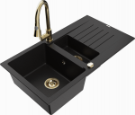 Plautuvė su virtuviniu mai&scaron;ytuvu Mexen Matias Elia, granitas, 90 cm x 50.5 cm x 20 cm, aukso/juoda