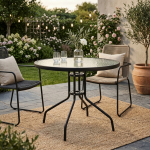 Lauko stalas Bistro Round, nerūdijančiojo plieno sp./pilka sp., 90 cm x 90 cm x 70 cm