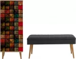Prie&scaron;kambario baldų komplektas Kalune Design Filinta 723 - 1053, vidaus, antracito sp./ąžuolo sp./įvairių spalvų