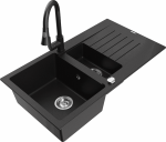 Plautuvė su virtuviniu mai&scaron;ytuvu Mexen Matias Elia, granitas, 90 cm x 50.5 cm x 20 cm, juoda/chromo