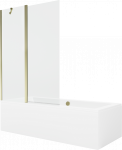 Vonia su sienele, laisvai pastatoma Mexen Cube, 180 cm x 80 cm x 39 cm, stačiakampis, skaidri/balta