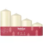 Žvakių rinkinys, cilindrinė Bolsius Christmas, 4 - 9 h, 4 vnt., dramblio kaulo sp.