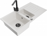 Plautuvė su virtuviniu mai&scaron;ytuvu Mexen Matias, derva/granitas, 90 cm x 50.5 cm x 20 cm, balta/juoda