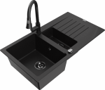 Plautuvė su virtuviniu mai&scaron;ytuvu Mexen Matias Elia, granitas, 90 cm x 50.5 cm x 20 cm, juoda