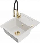 Plautuvė su virtuviniu mai&scaron;ytuvu Mexen Enzo, derva/granitas, 57.6 cm x 46.5 cm x 17.4 cm, balta sp.