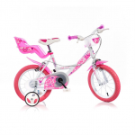 Vaiki&scaron;kas dviratis Dino Bikes 144RN, balta sp./rožinė sp., 14"