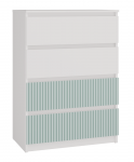 Komoda Malwa M4 Arteso, balta sp./mėtinė (mint) sp., 97 cm x 40 cm x 70 cm