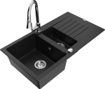 Plautuvė su virtuviniu mai&scaron;ytuvu Mexen Matias Elia, granitas, 90 cm x 50.5 cm x 20 cm, sidabro/juoda