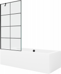 Vonia su sienele, laisvai pastatoma Mexen Cube, 170 cm x 80 cm x 39 cm, stačiakampis, skaidri/balta