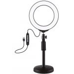 Žiedinė lempa Puluz PKT3047B, balta sp./juoda sp.