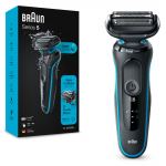 Barzdaskutė Braun Series 5 51-M1000s, li-ion, juoda sp./žydra sp.