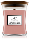 Žvakė, aromatinė WoodWick Pressed Blooms & Patchouli, 65 h, 275 g, Rožinė sp.