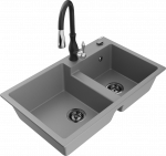 Plautuvė su virtuviniu mai&scaron;ytuvu Mexen Tomas, granitas, 80 cm x 50 cm x 19 cm, metallic black/silver