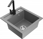 Plautuvė su virtuviniu mai&scaron;ytuvu Mexen Vito Grey+Black, granitas, 49 cm x 52 cm x 21 cm, juoda sp./pilka sp.