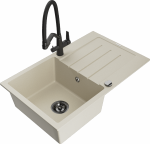 Plautuvė su virtuviniu mai&scaron;ytuvu Mexen Bruno Beige+Black, granitas, 79 cm x 49 cm x 20 cm, beige+black sp.